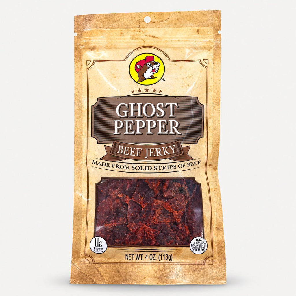 Buc-ee's Beef Jerky Ghost Pepper 4 oz bag front view