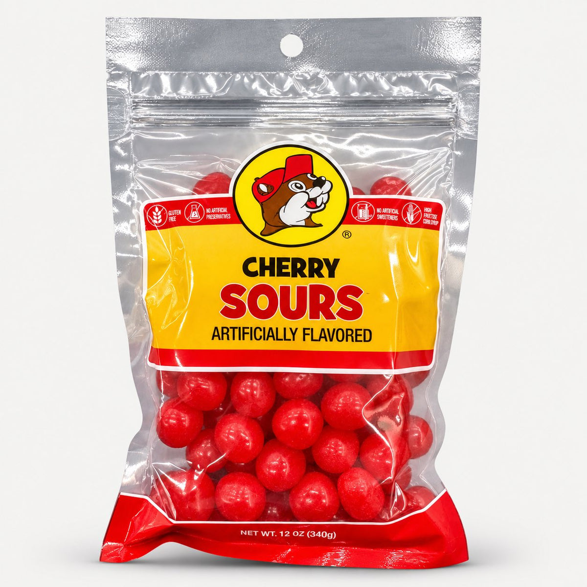 Buc-ee's Cherry Sours bag front view