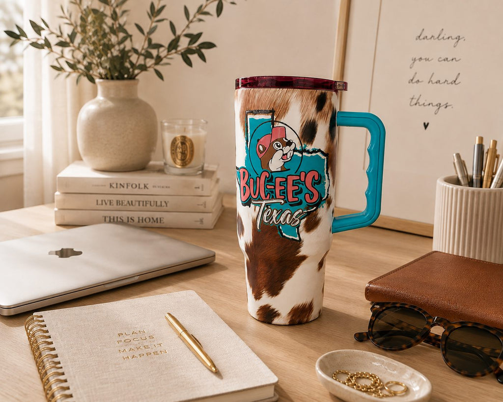 Yukon Outfitters x Buc-ee’s Fit Forty Pro 40oz Cowhide Print Tumbler
