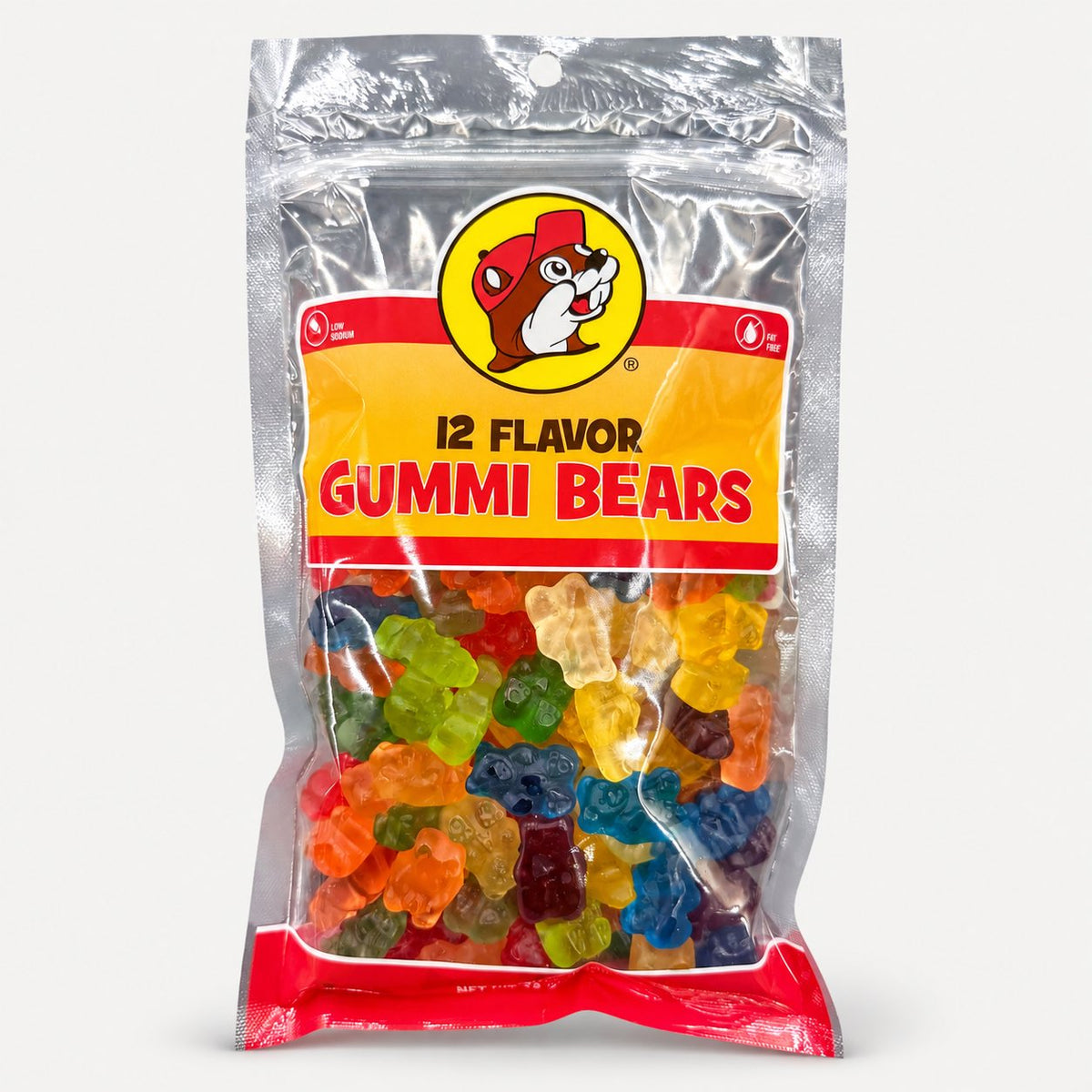 Buc-ee's 12 Flavor Gummi Bears bag front view