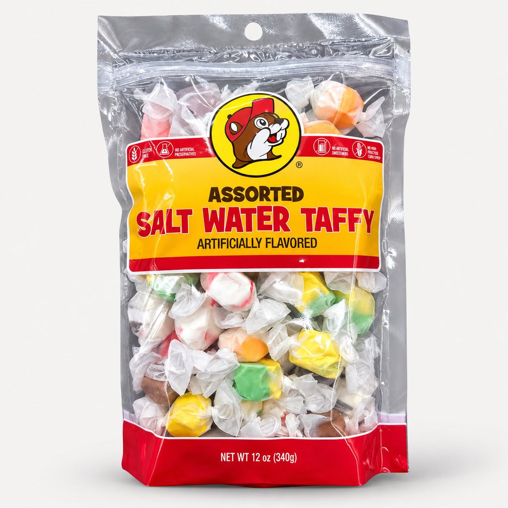 Buc-ee's Assorted Salt Water Taffy bag front view